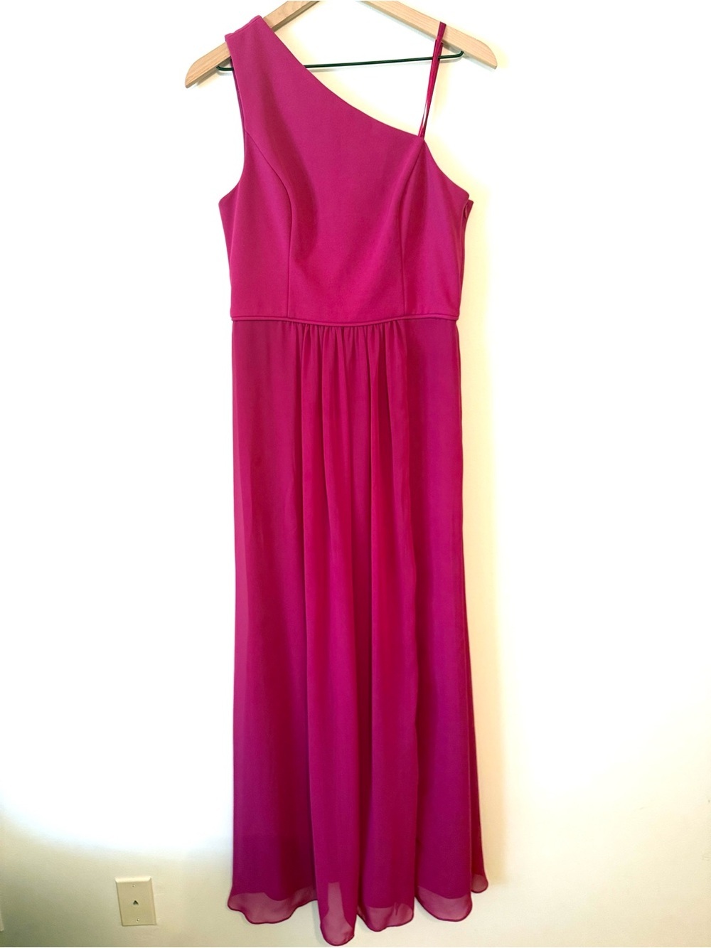 Adrianna Papell One-Shoulder Fuchsia/Magenta Maxi Dress - Picture 3 of 8